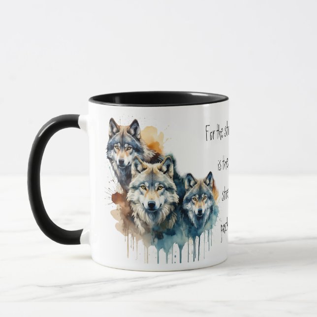 Mug Gamme Inspirational Wolf Citation Force Pack (Gauche)