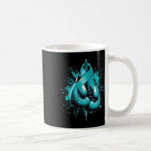 Mug Gant de boxe Turquoise ruban lutte contre le cance