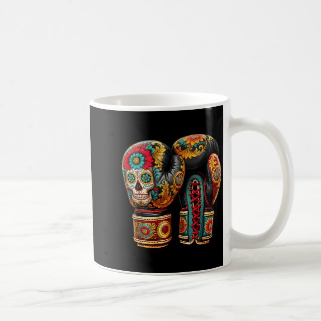 Mug Gants de boxe crâne sucré mexicain Aztec Mayan (Droite)