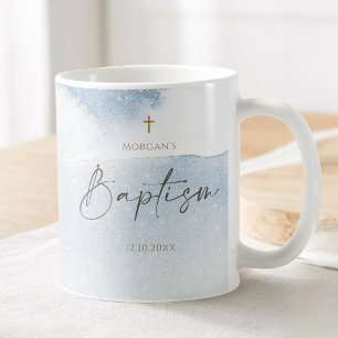 Mug Garçon baptême aquarelle bleue