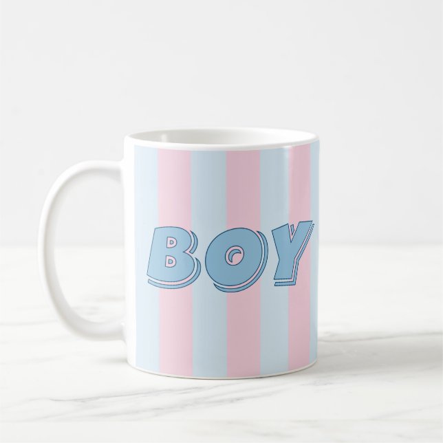 Mug Garçon bleu avec bandes roses (Gauche)