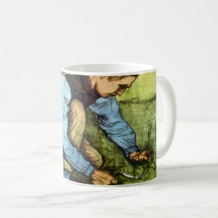 Mug Garçon coupant de l'herbe avec une faucille par Vi