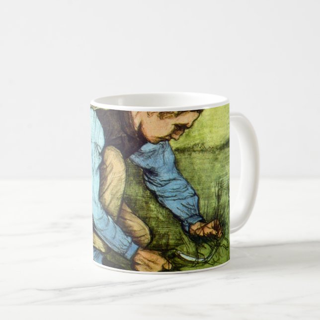 Mug Garçon coupant de l'herbe avec une faucille par Vi (Devant droit)