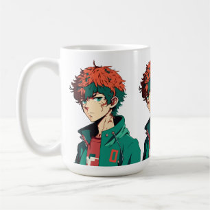 Mug Garçon d'anime : Cheveux orange et vert - Délice d