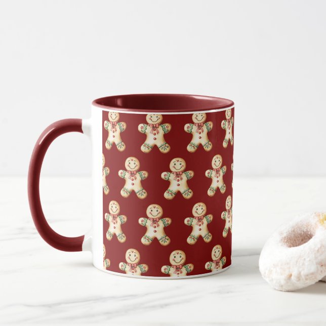 Mug Garçon en pain d'épices mignon buvant du café (Avec donut)