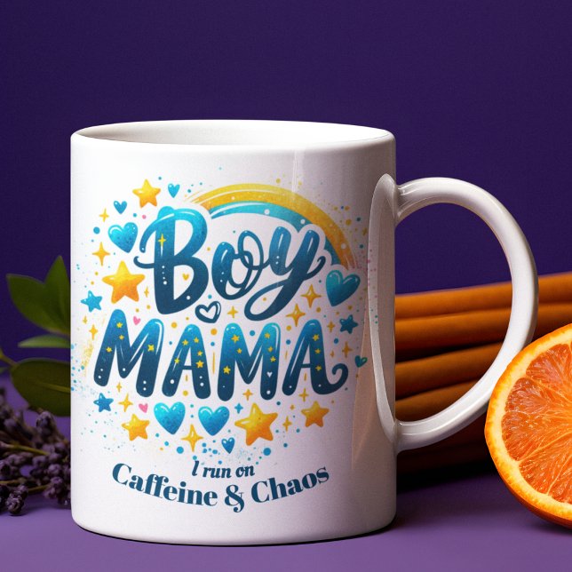 Mug Garçon Mama Funny Modern Blue Cadeau Pour Maman De (Créateur téléchargé)