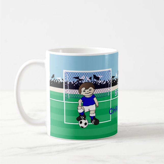 Mug Garçon mignon personnalisé du football (Gauche)