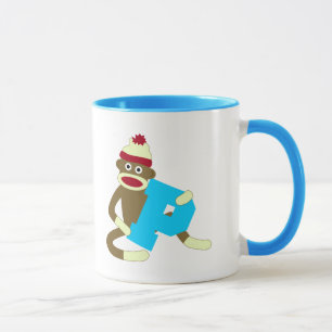 Mug Garçon P de monogramme de singe de chaussette