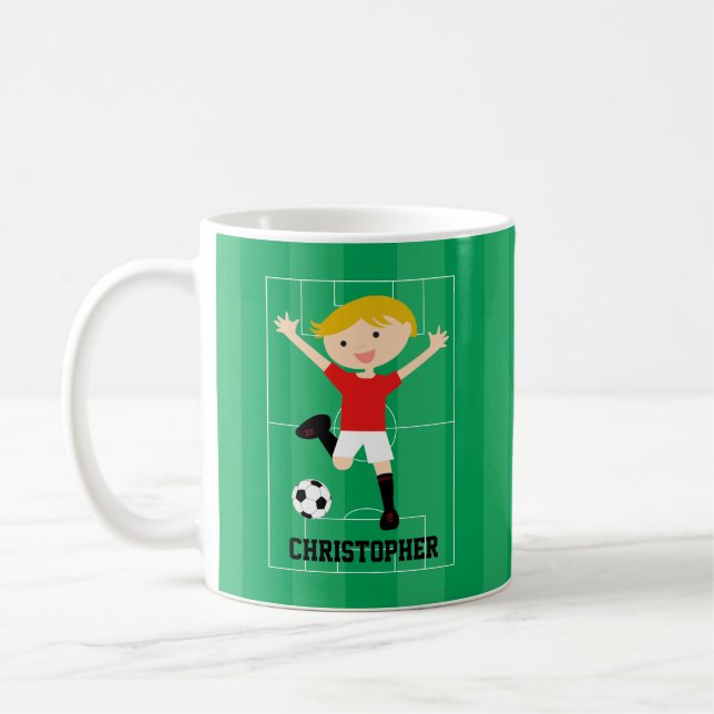 Mug Garçon personnalisable 1 du football rouge et (Gauche)