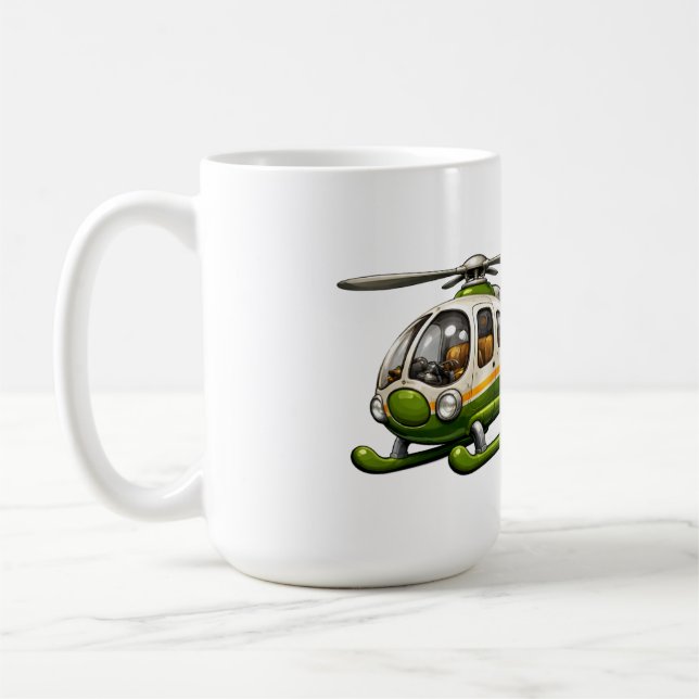 Mug Garçon Pilote d'Hélicoptère Rétro avec Chopper Vin (Gauche)