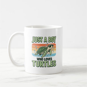 Mug Garçon qui aime les tortues Dessin de gravure vint