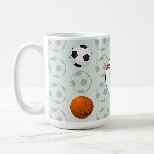 Mug Garçons au nom blanc Motif de baseball pour enfant (Gauche)