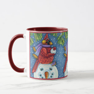 MUG GARDE CARDINAL SNOWMAN, CUTE NOËL REDBIRD