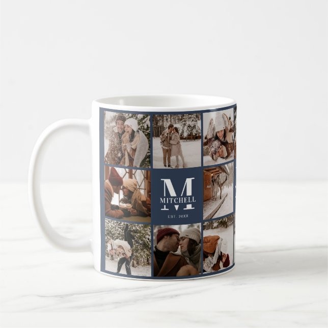 Mug Garde-collection photo bleu marine moderne (Gauche)
