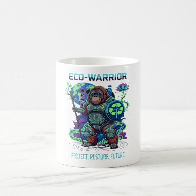 Mug Garde Cyberpunk Orang-outan Éco-Guerrier (Centre)