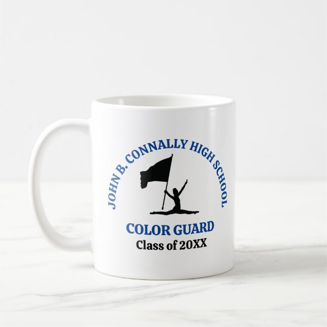 Mug Garde de couleur de lycée bleu personnalisée (Gauche)