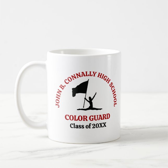 Mug Garde de couleur de lycée rouge personnalisée (Gauche)