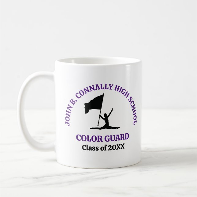 Mug Garde de couleur de lycée violet Personnalisé (Gauche)