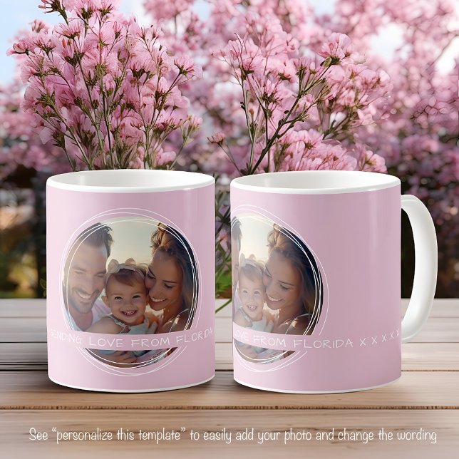 Mug Garde de Message Photo Modèle Famille Rose C52 Co (Créateur téléchargé)