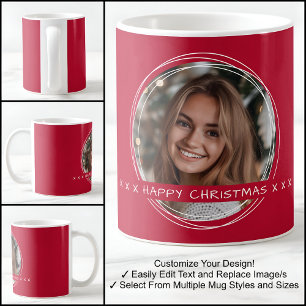 Mug Garde de Message Photo Modèle Noël Rouge C81