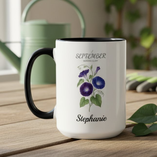 Mug Garde de naissance florale de septembre au matin (September birth month flower morning glory birthday coffee mug)