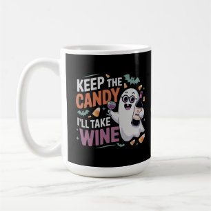 Mug Garde le bonbon, je prendrai le vin Funny Hallowee