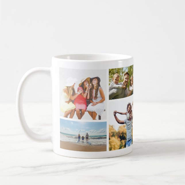 Mug Garde-mémoire élégant de collage de 8 photos (Gauche)