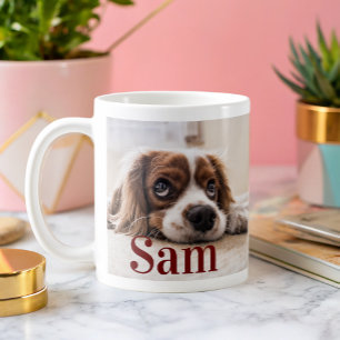 Mug Garde-personnalisé simple photo de chien et nom