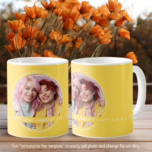 Mug Garde souvenir de message photo modèle Amour Jaune