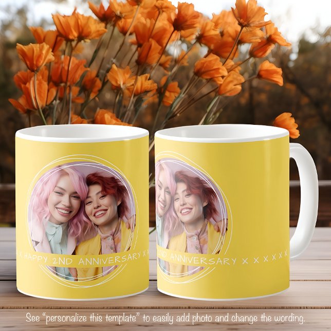 Mug Garde souvenir de message photo modèle Amour Jaune (Créateur téléchargé)