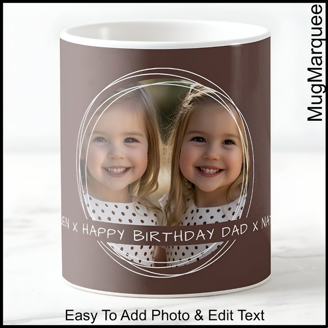 Mug Garde souvenir de message photo modèle Papa Brun C (Créateur téléchargé)