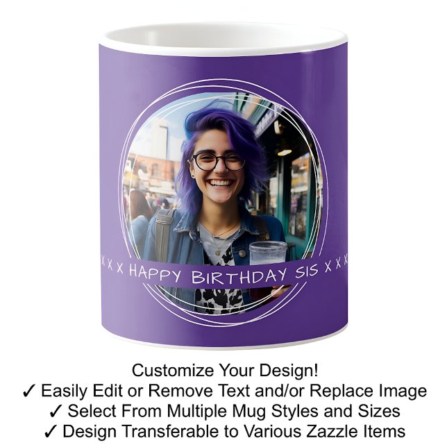 Mug Garde souvenir de message photo modèle Sœur Violet (Créateur téléchargé)