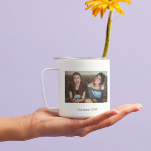 Mug Garde-texte photo minimaliste simple blanc