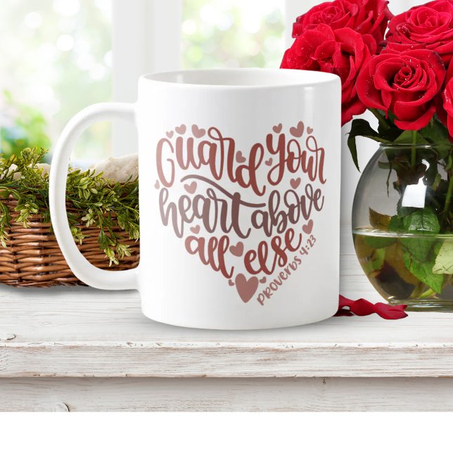 Mug Garde ton coeur | Jolie conception Bible Verse Cad (Guard Your Heart | Lovely Design Bible Verse Gift Coffee Mug)