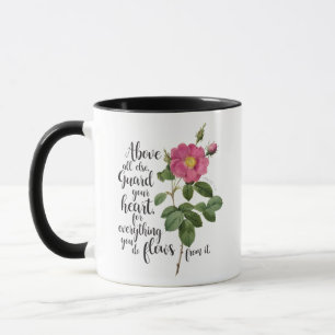 Mug Garde ton coeur - Rose Vintage, Proverbes 4:23
