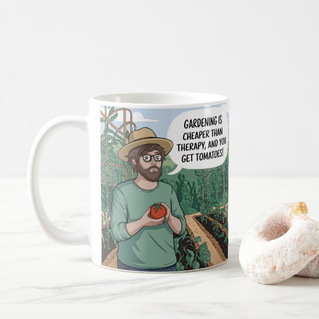 Mug Garden Therapy Sip Your Way to Tomato Bliss (Avec donut)