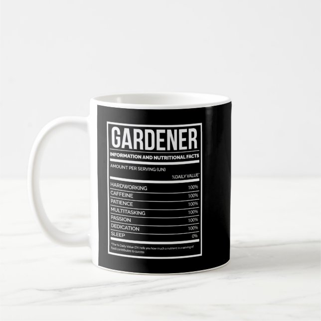 Mug Gardener Funny Gardening Nutrition Étiquette pour  (Gauche)