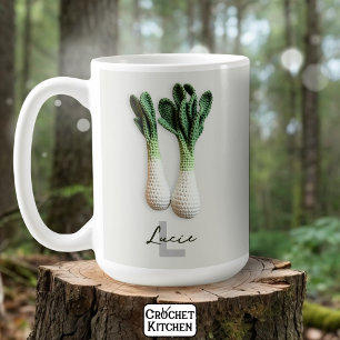 Mug Gardener vert minimaliste Crochet Leeks Nom