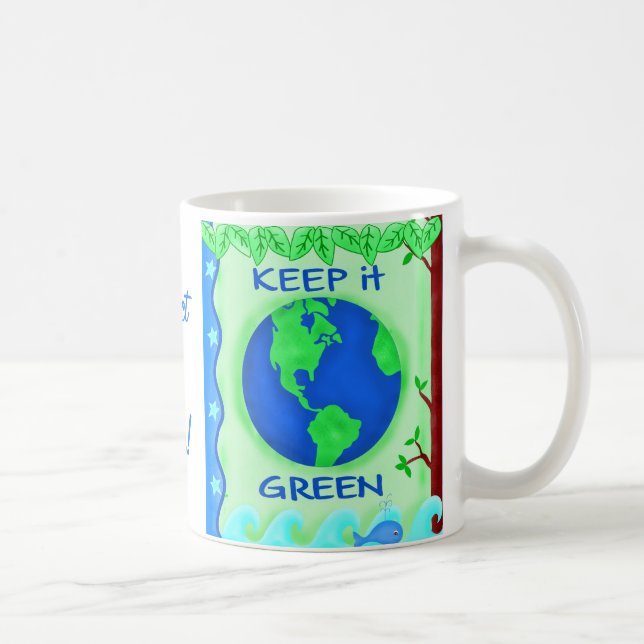 Mug Garder vert Sauver la Terre Environnement Art (Droite)