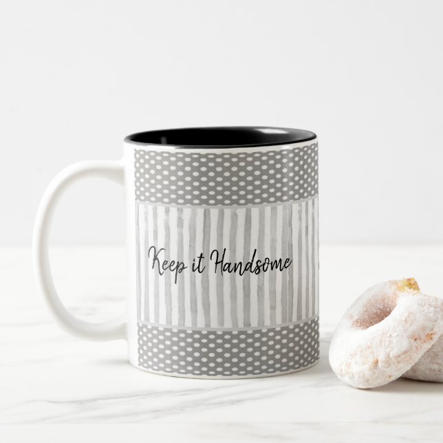 Mug Gardez-le beau Stripe Polkadot (Avec donut)