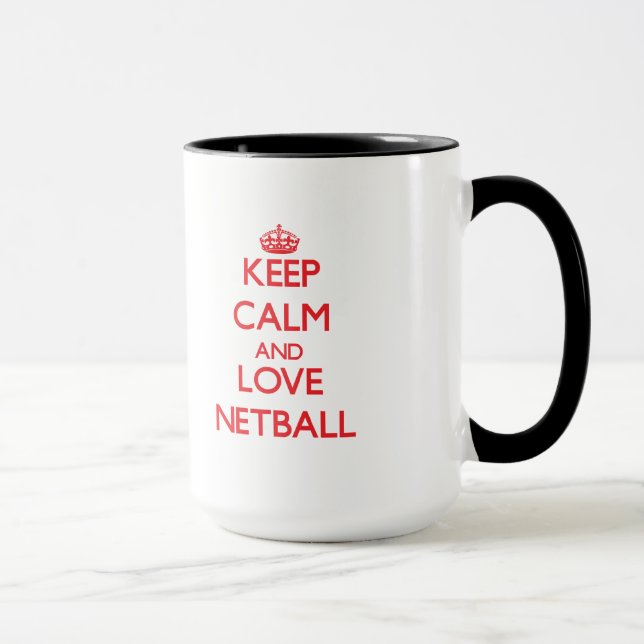 Mug Gardez le calme et aimez le net-ball (Droite)