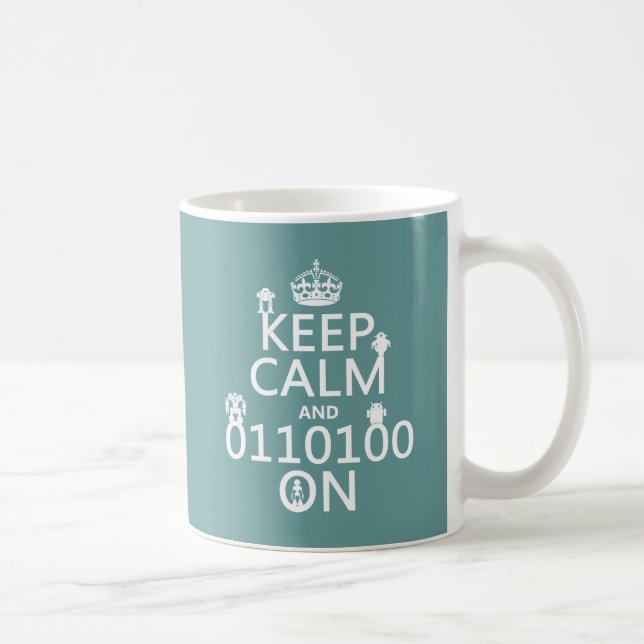 Mug Gardez le calme et (binaire) sur (robots) (toute (Droite)