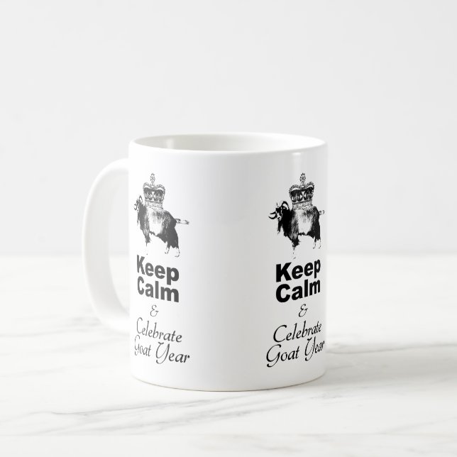 Mug Gardez le calme et célébrez l'année de la chèvre W (Devant gauche)