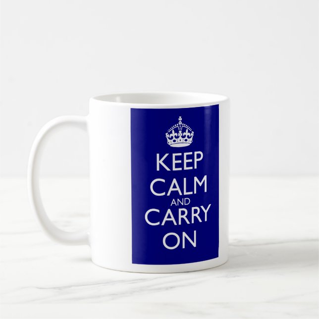 Mug Gardez le calme et continuez : Bleu marine (Gauche)