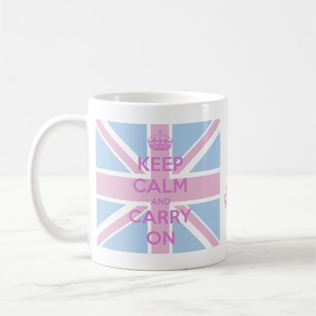 Mug Gardez le calme et continuez Union Jack rose et (Gauche)