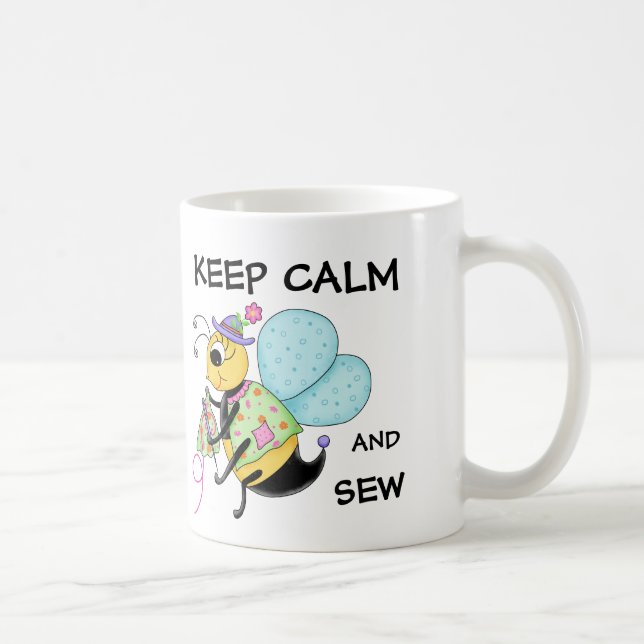 Mug Gardez le calme et coupez Whimsy Honey Bee Art (Droite)