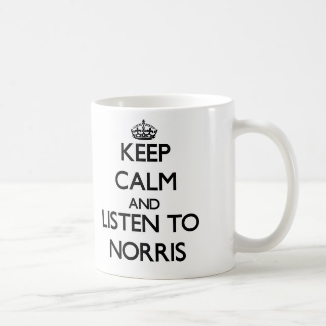 Mug Gardez le calme et écoutez Norris (Droite)