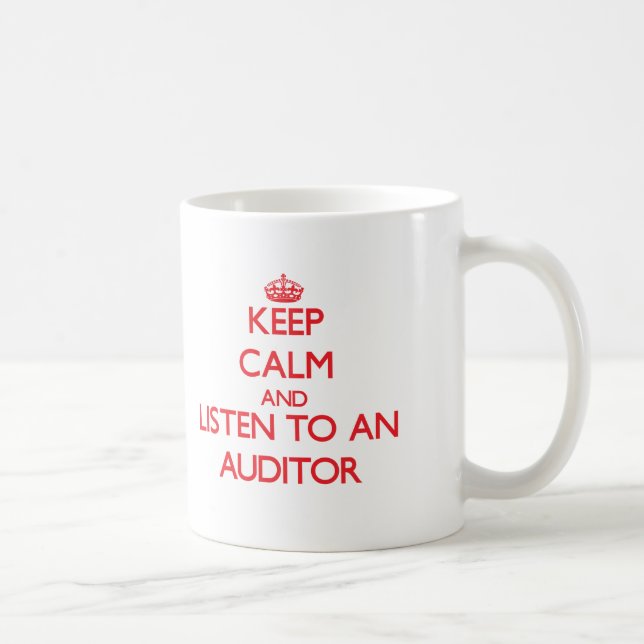 Mug Gardez le calme et écoutez un commissaire aux (Droite)