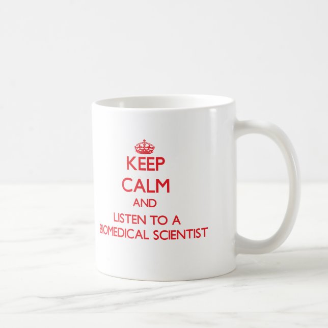 Mug Gardez le calme et écoutez un savant en (Droite)