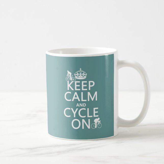 Mug Gardez le calme et le cycle sur (dans toute (Droite)